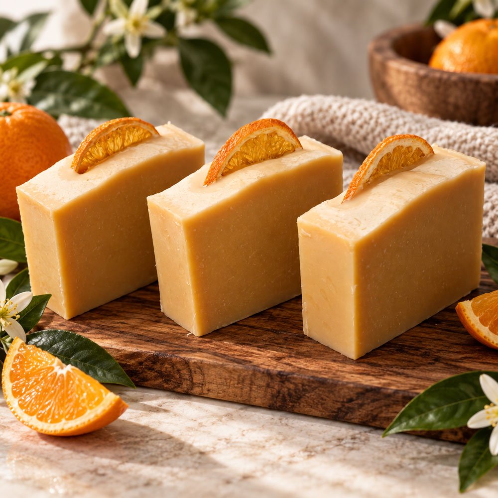 Sunshine Tangerine specialty goat milk soap